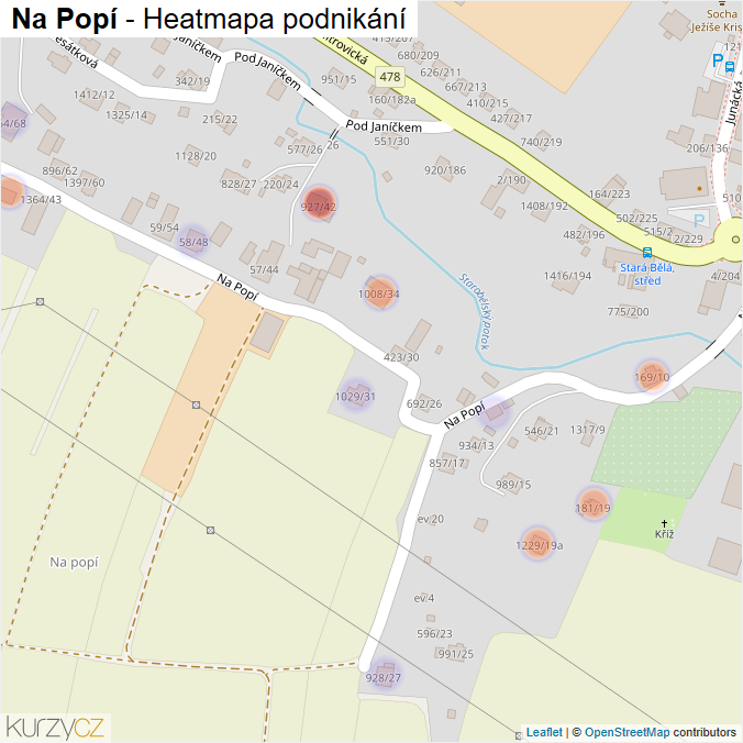 Mapa Na Popí - Firmy v ulici.