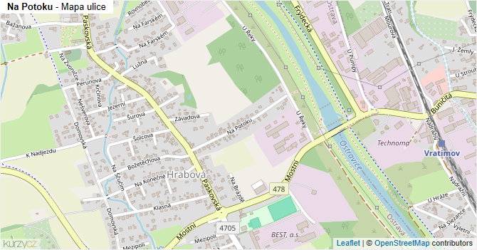 Na Potoku - mapa ulice
