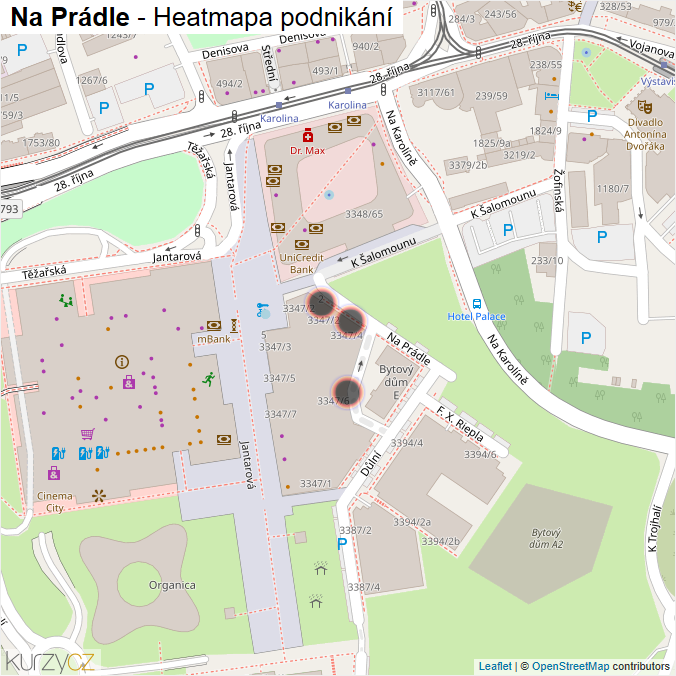 Mapa Na Prádle - Firmy v ulici.