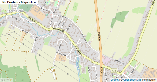 Na Předělu - mapa ulice