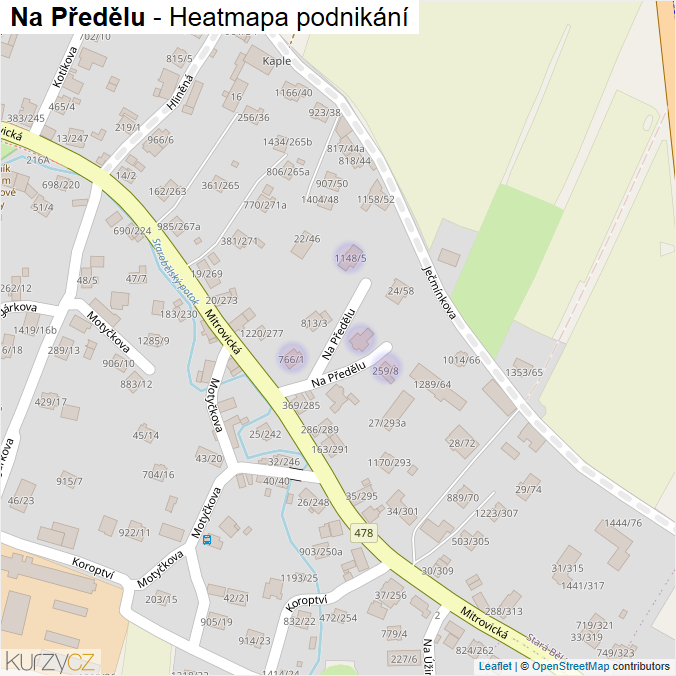 Mapa Na Předělu - Firmy v ulici.
