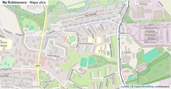 Na Robinsonce - mapa ulice