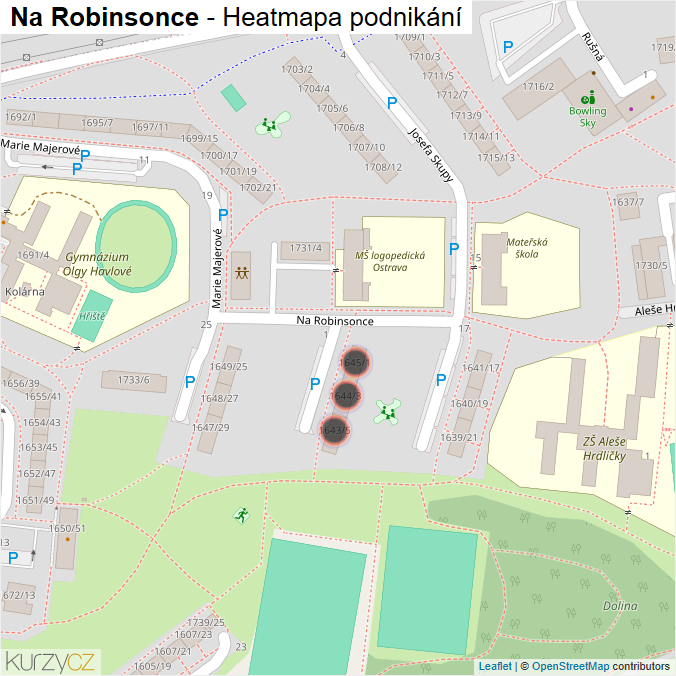 Mapa Na Robinsonce - Firmy v ulici.