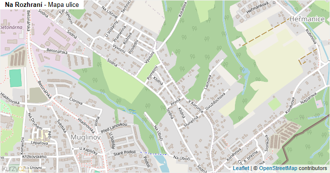 Na Rozhraní - mapa ulice