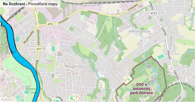 Na Rozhraní - záplavové mapy stoleté vody