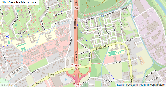 Na Rozích - mapa ulice
