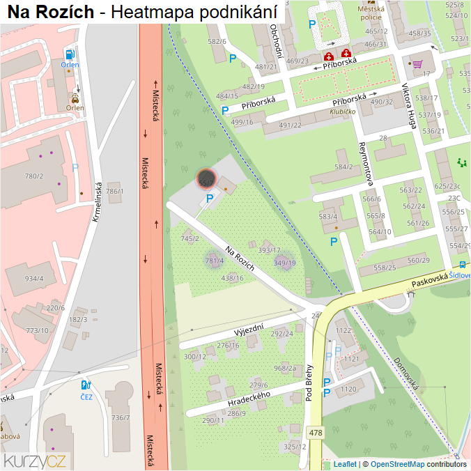 Mapa Na Rozích - Firmy v ulici.