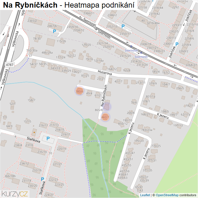 Mapa Na Rybníčkách - Firmy v ulici.