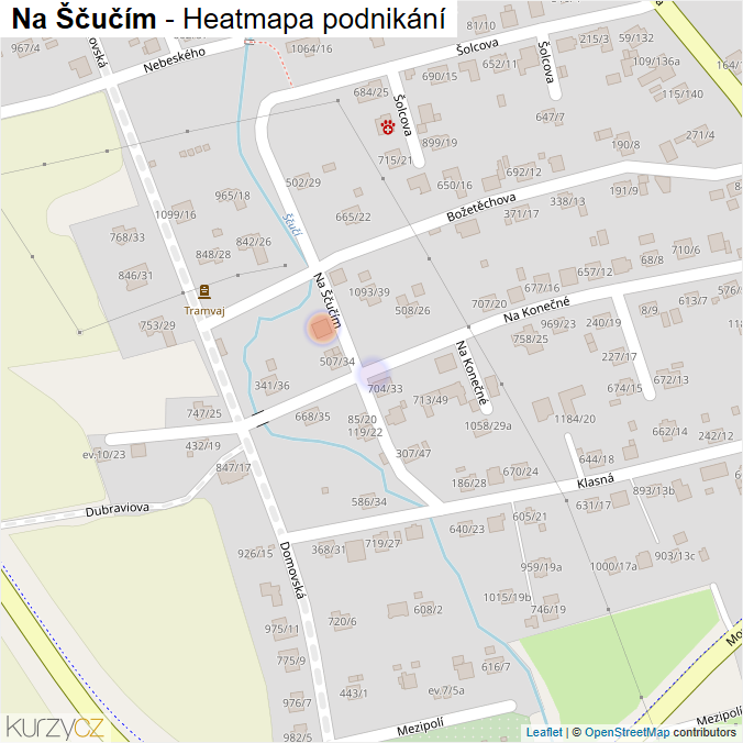 Mapa Na Ščučím - Firmy v ulici.