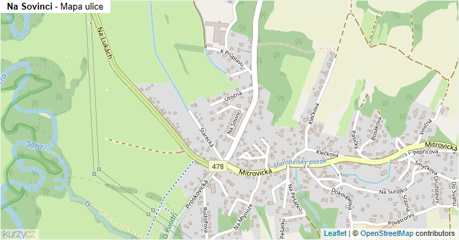 Na Sovinci - mapa ulice