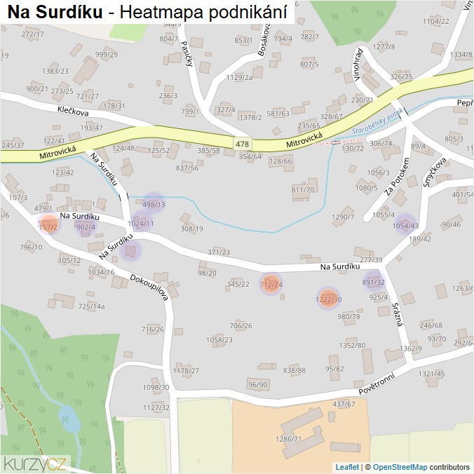 Mapa Na Surdíku - Firmy v ulici.