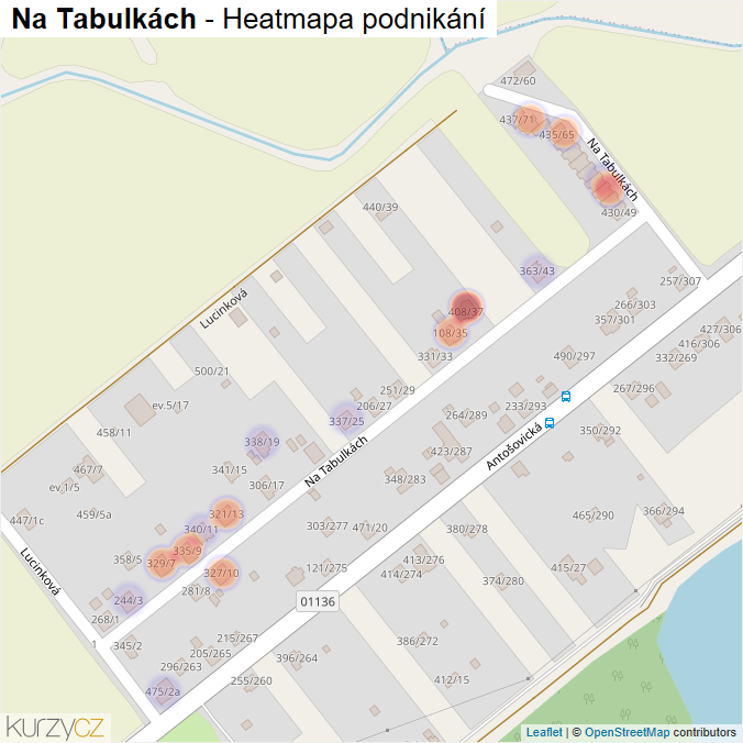 Mapa Na Tabulkách - Firmy v ulici.