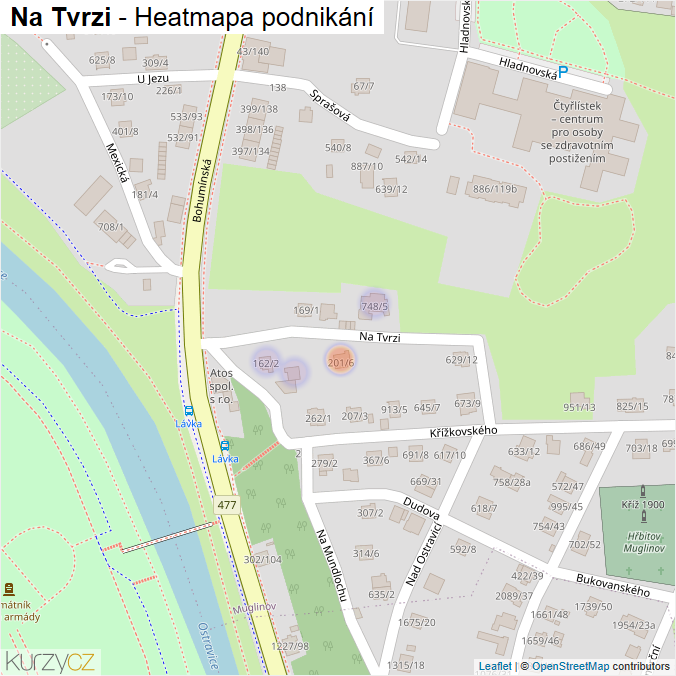 Mapa Na Tvrzi - Firmy v ulici.