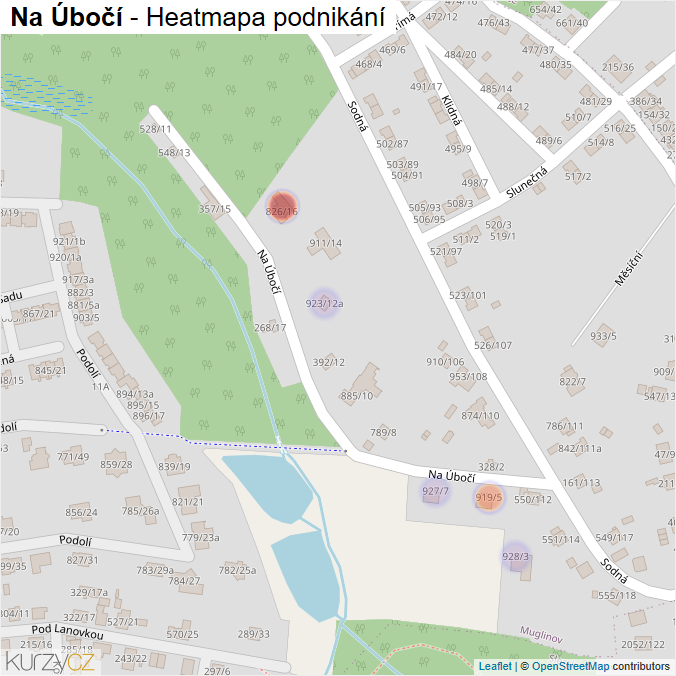 Mapa Na Úbočí - Firmy v ulici.