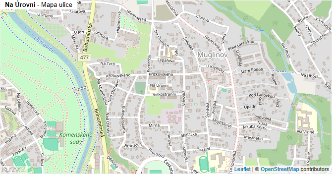 Na Úrovni - mapa ulice