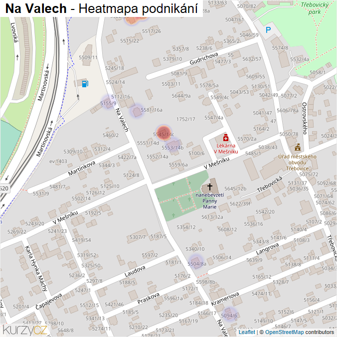 Mapa Na Valech - Firmy v ulici.