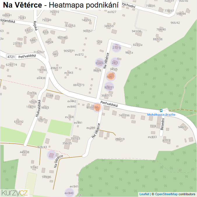 Mapa Na Větérce - Firmy v ulici.