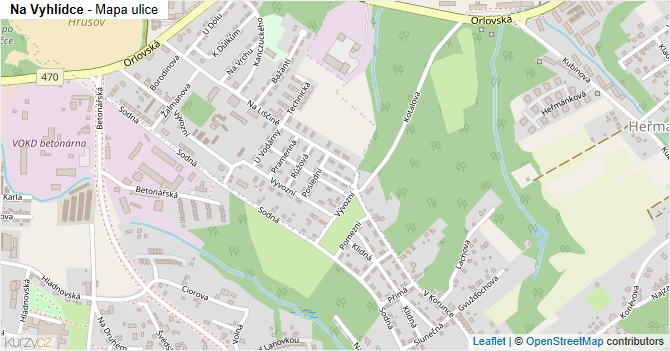 Na Vyhlídce - mapa ulice