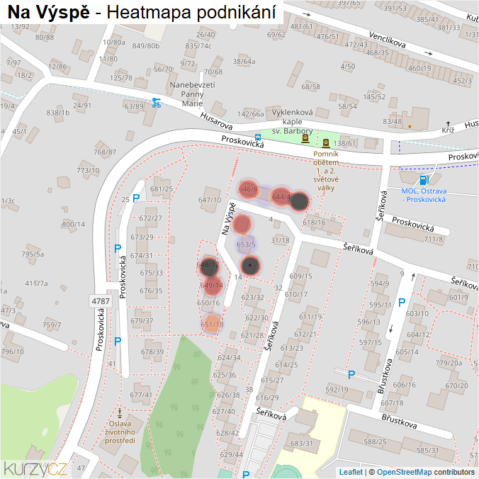 Mapa Na Výspě - Firmy v ulici.