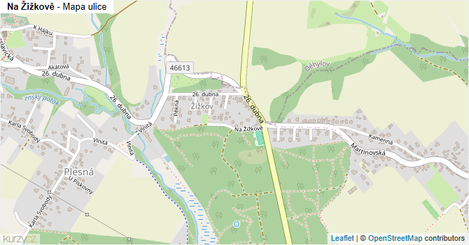 Na Žižkově - mapa ulice