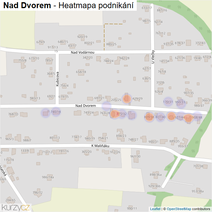 Mapa Nad Dvorem - Firmy v ulici.