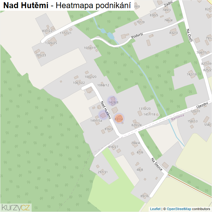 Mapa Nad Hutěmi - Firmy v ulici.