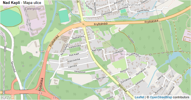 Nad Kaplí - mapa ulice