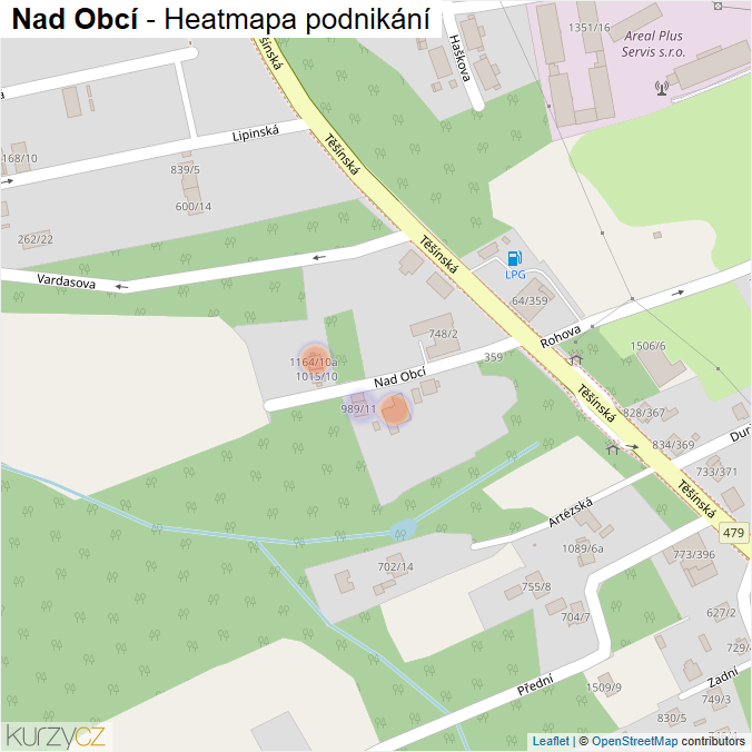 Mapa Nad Obcí - Firmy v ulici.