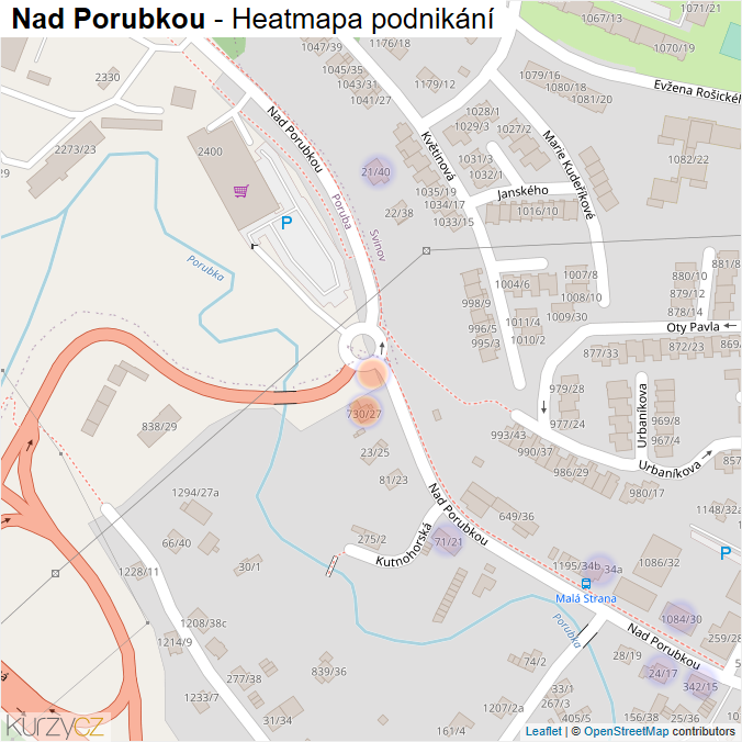 Mapa Nad Porubkou - Firmy v ulici.