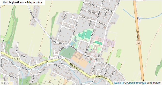 Nad Rybníkem - mapa ulice