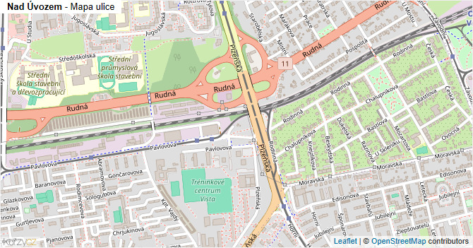 Nad Úvozem - mapa ulice