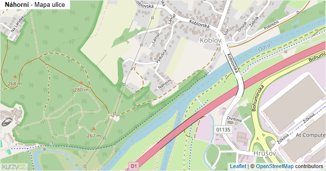 Náhorní - mapa ulice