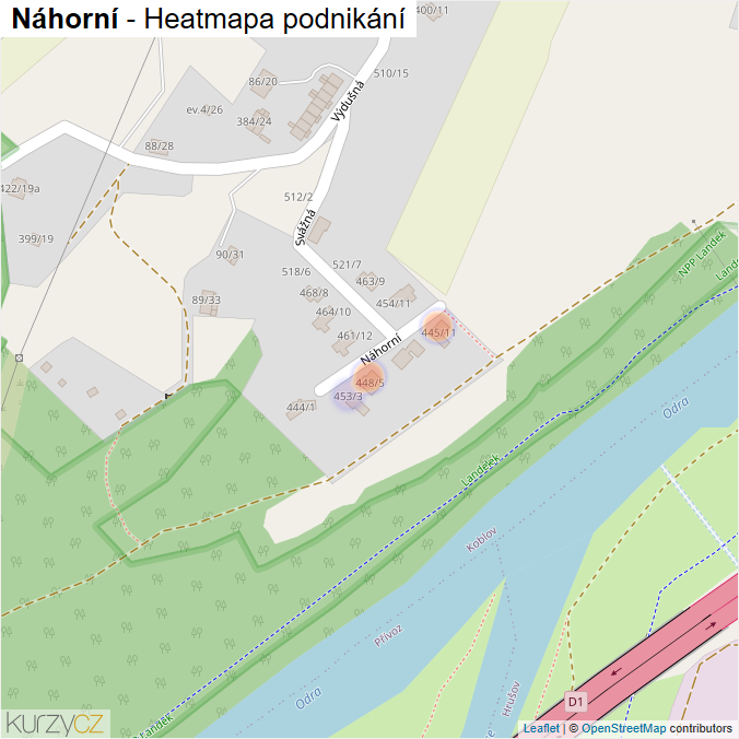 Mapa Náhorní - Firmy v ulici.