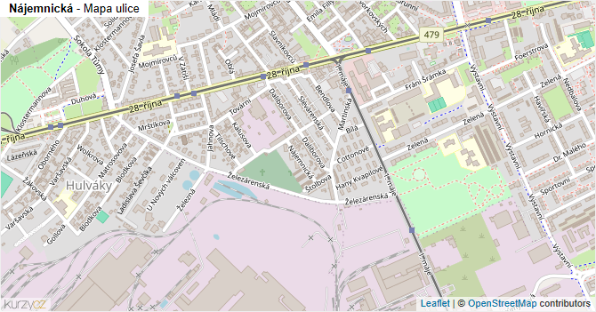 Nájemnická - mapa ulice