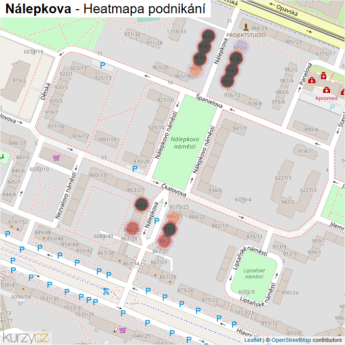 Mapa Nálepkova - Firmy v ulici.