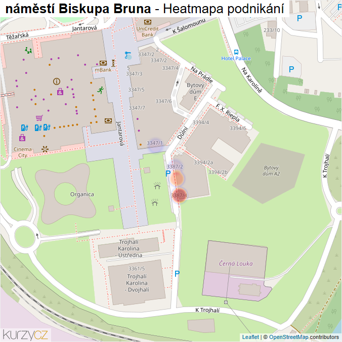 Mapa náměstí Biskupa Bruna - Firmy v ulici.