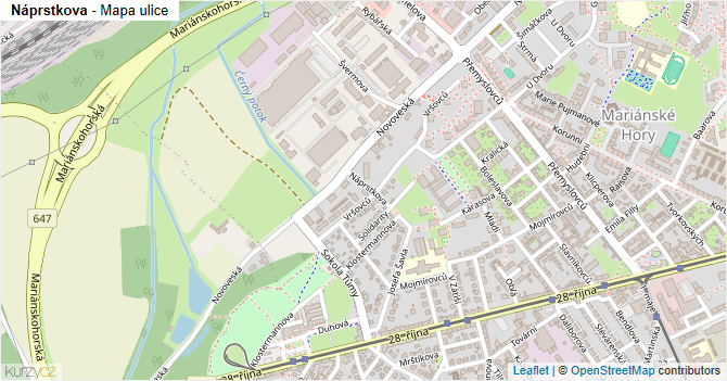 Náprstkova - mapa ulice