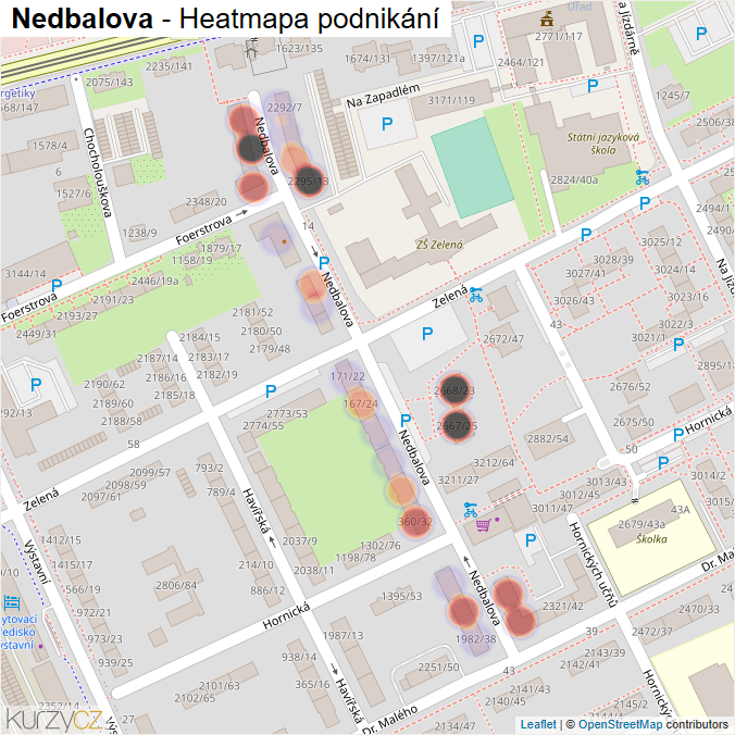 Mapa Nedbalova - Firmy v ulici.