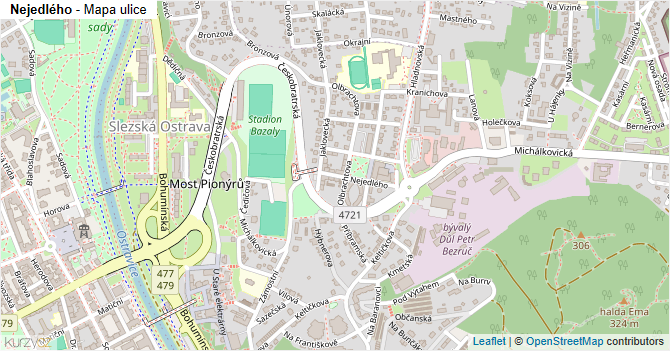 Nejedlého - mapa ulice