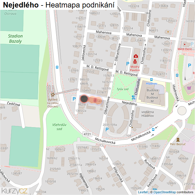 Mapa Nejedlého - Firmy v ulici.