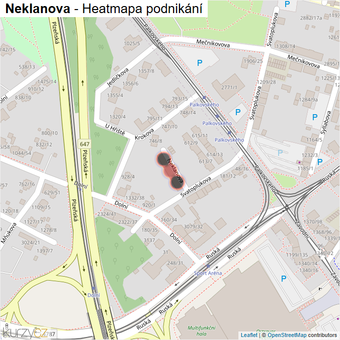 Mapa Neklanova - Firmy v ulici.
