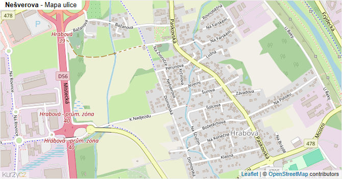 Nešverova - mapa ulice