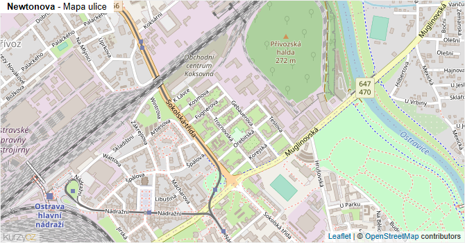 Newtonova - mapa ulice