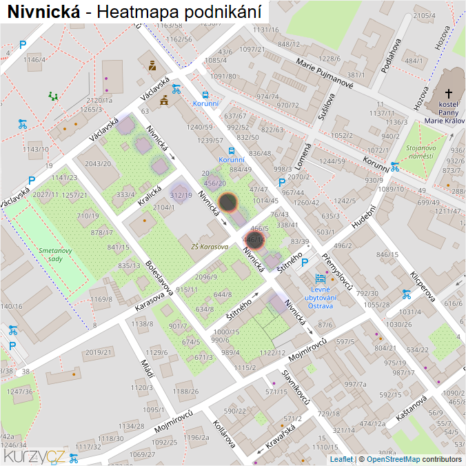 Mapa Nivnická - Firmy v ulici.
