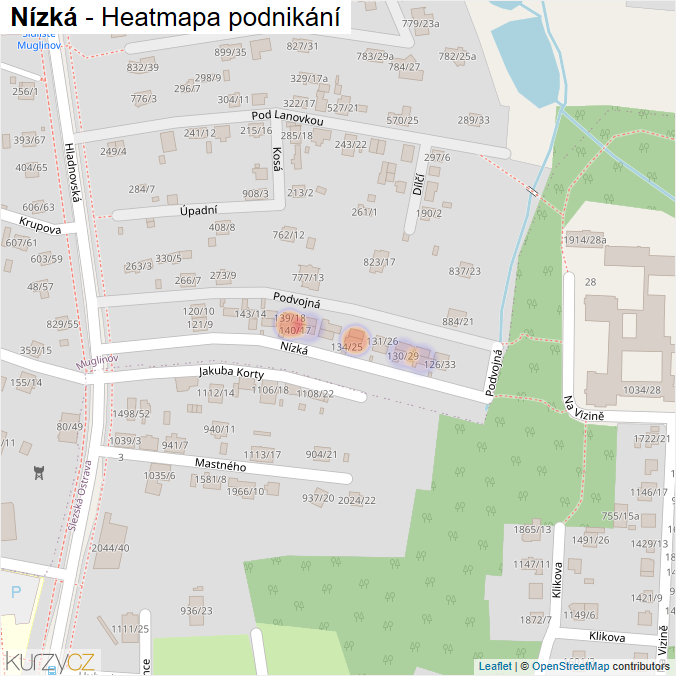 Mapa Nízká - Firmy v ulici.
