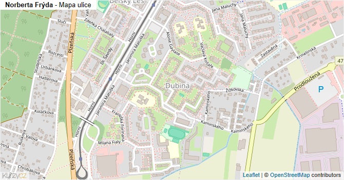 Norberta Frýda - mapa ulice