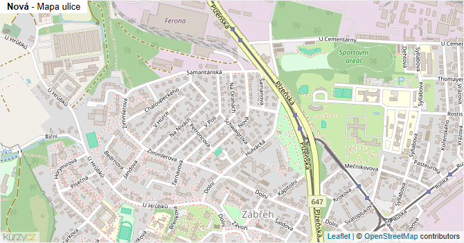 Nová - mapa ulice