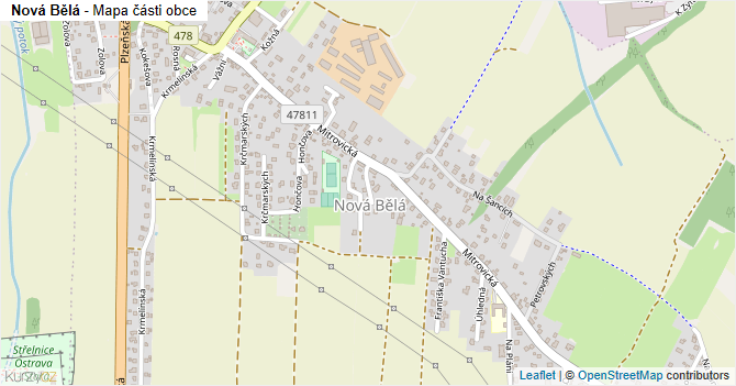 Nová Bělá - mapa části obce