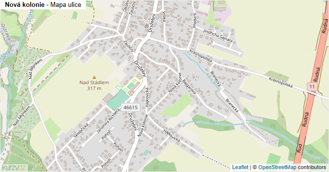 Nová kolonie - mapa ulice