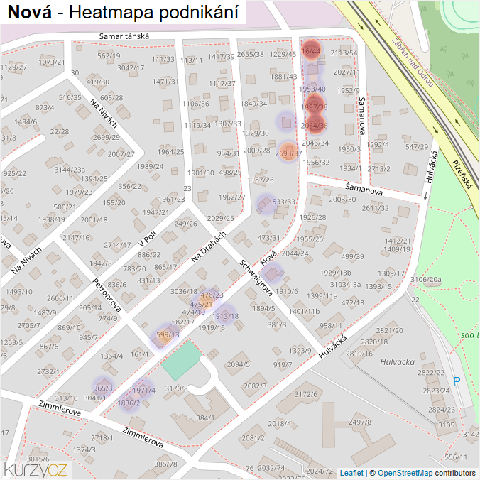 Mapa Nová - Firmy v ulici.